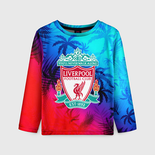 Детский лонгслив Liverpool неоновые тропики / 3D-принт – фото 1