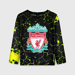 Детский лонгслив Ливерпуль зеленые трещины