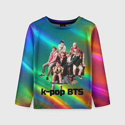 Лонгслив детский BTS радужный блестящий фон, цвет: 3D-принт