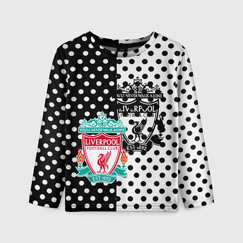 Детский лонгслив Liverpool черно белые точки / 3D-принт – фото 1