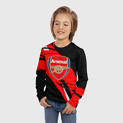 Лонгслив детский Арсенал геометрия полосы краски, цвет: 3D-принт — фото 2