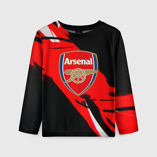Детский лонгслив Арсенал геометрия полосы краски / 3D-принт – фото 1
