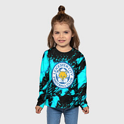 Лонгслив детский Лестер сити голубые краски, цвет: 3D-принт — фото 2