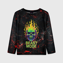 Лонгслив детский Beast mode череп, цвет: 3D-принт