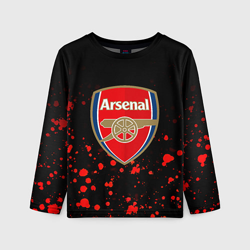 Детский лонгслив Арсенал красные краски всплеск / 3D-принт – фото 1