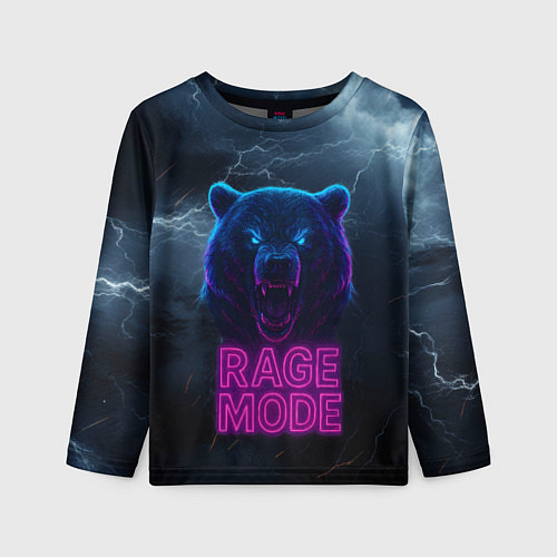 Детский лонгслив Rage mode злой медведь / 3D-принт – фото 1