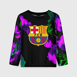 Лонгслив детский Barcelona неоновый огонь, цвет: 3D-принт