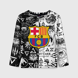 Лонгслив детский Barcelona логотипы ведьмак, цвет: 3D-принт