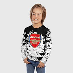 Лонгслив детский Арсенал черно белые краски, цвет: 3D-принт — фото 2
