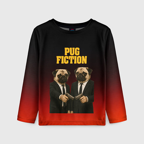 Детский лонгслив Пародия - Криминальное чтиво с мопсами / 3D-принт – фото 1