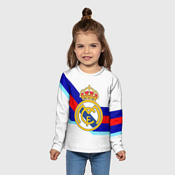 Лонгслив детский Real Madrid текстура полосы, цвет: 3D-принт — фото 2