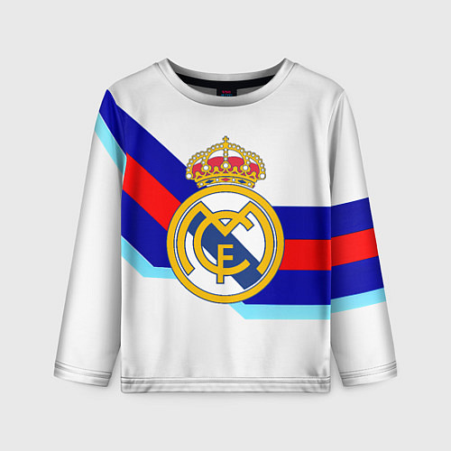 Детский лонгслив Real Madrid текстура полосы / 3D-принт – фото 1
