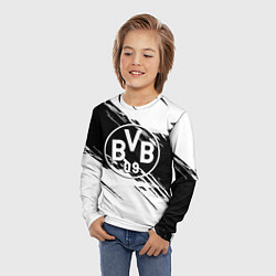 Лонгслив детский Borussia черно белые полосы, цвет: 3D-принт — фото 2