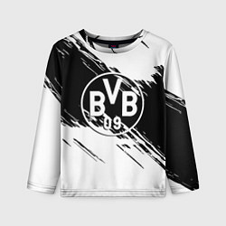 Лонгслив детский Borussia черно белые полосы, цвет: 3D-принт