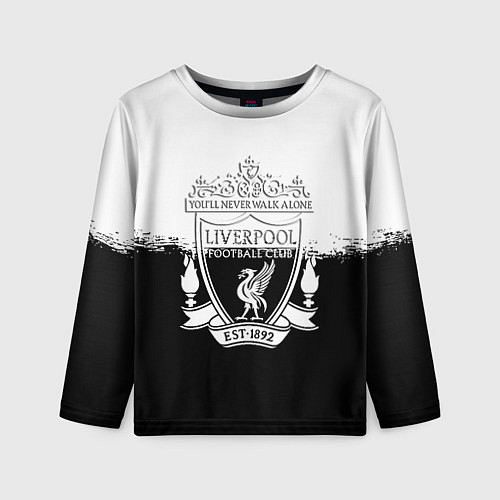 Детский лонгслив Liverpool краски черно белые / 3D-принт – фото 1