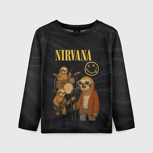Детский лонгслив Ленивцы группа Nirvana / 3D-принт – фото 1