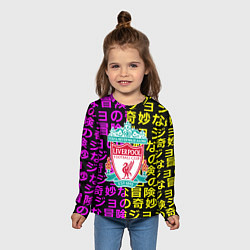 Лонгслив детский Ливерпуль японские символы паттерн, цвет: 3D-принт — фото 2