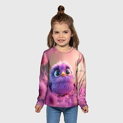Лонгслив детский Фиолетовая птичка, цвет: 3D-принт — фото 2