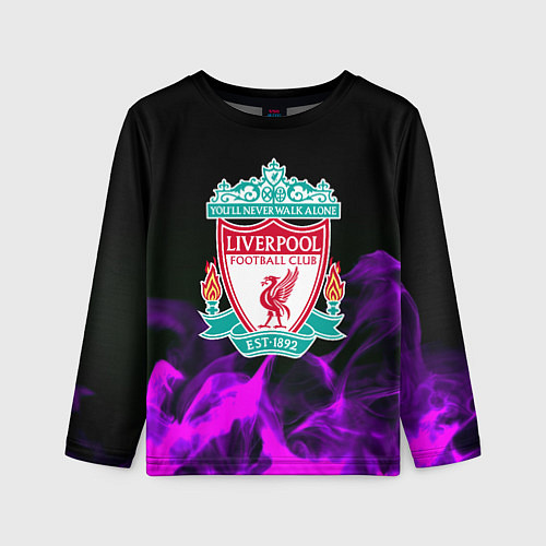 Детский лонгслив Liverpool неоновый огонь / 3D-принт – фото 1