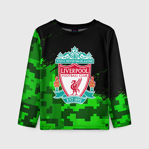 Детский лонгслив Ливерпуль камуфляж краски / 3D-принт – фото 1