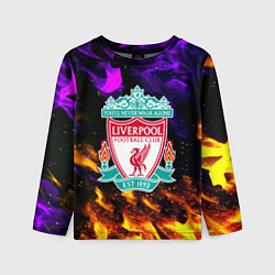 Лонгслив детский Ливерпуль огонь неон, цвет: 3D-принт