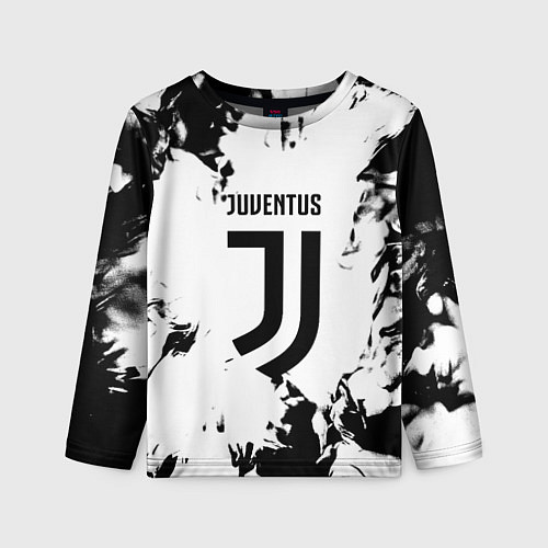 Детский лонгслив Juventus черные краски абстракция / 3D-принт – фото 1