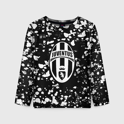 Детский лонгслив Ювентус белые краски текстура / 3D-принт – фото 1