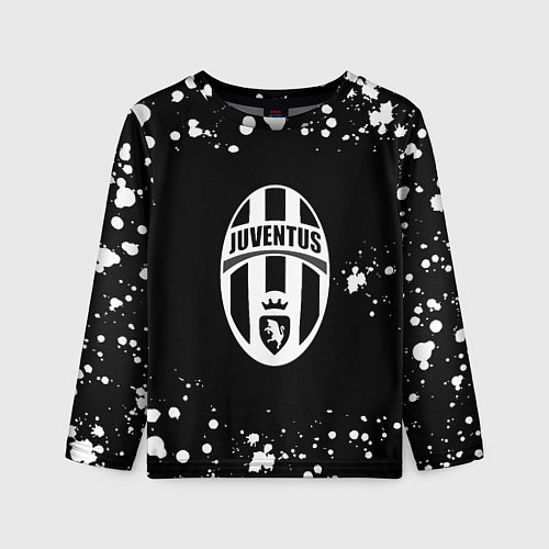 Детский лонгслив Ювентус белые краски всплеск / 3D-принт – фото 1