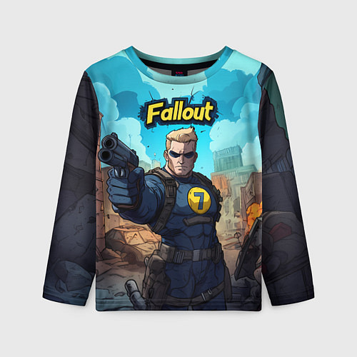 Детский лонгслив Fallout смотритель с пистолетом / 3D-принт – фото 1