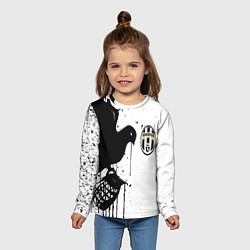 Лонгслив детский Ювентус черная птица краски, цвет: 3D-принт — фото 2