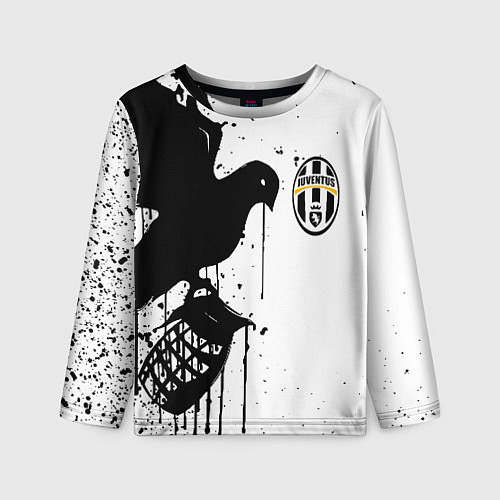 Детский лонгслив Ювентус черная птица краски / 3D-принт – фото 1