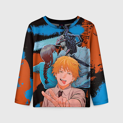 Детский лонгслив Дэндзи и Макима из Человек бензопила / 3D-принт – фото 1