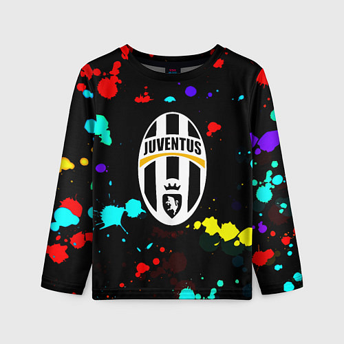 Детский лонгслив Ювентус брызги красок неон / 3D-принт – фото 1