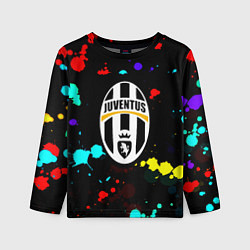 Детский лонгслив Ювентус брызги красок неон