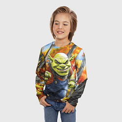 Лонгслив детский Шрек в осеннем лесу, цвет: 3D-принт — фото 2