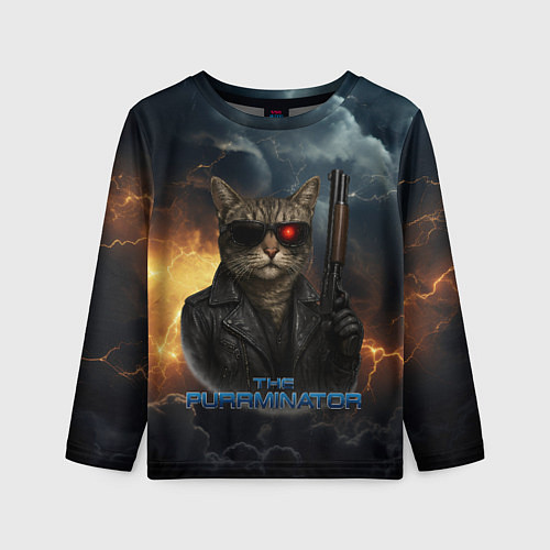Детский лонгслив The purrminator кот терминатор / 3D-принт – фото 1