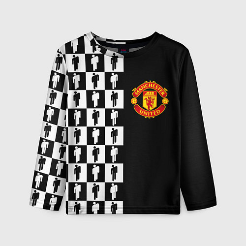 Детский лонгслив Манчестер Юнайтед текстура люди / 3D-принт – фото 1