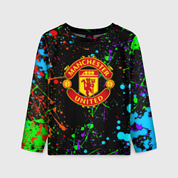 Детский лонгслив Манчестер Юнайтед неоновые краски