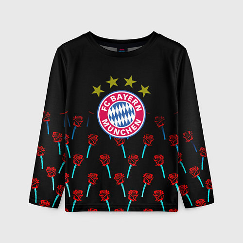 Детский лонгслив Бавария Мюнхен розы паттерн / 3D-принт – фото 1