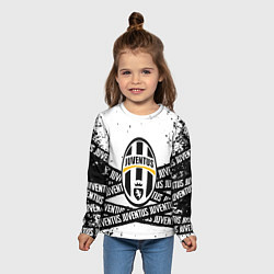 Лонгслив детский Ювентус полосы паттерн лого, цвет: 3D-принт — фото 2