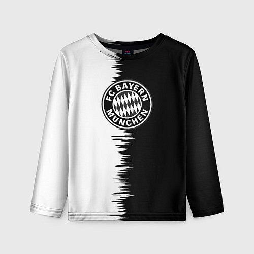 Детский лонгслив Бавария Мюнхен черно белые штрихи / 3D-принт – фото 1