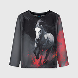 Лонгслив детский Белая лошадь на фоне мазков краски, цвет: 3D-принт