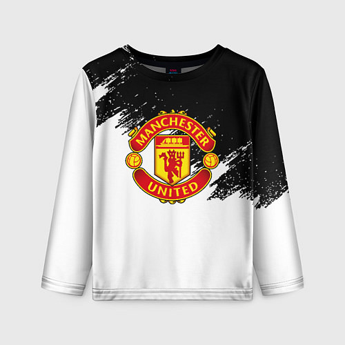 Детский лонгслив Манчестер Юнайтед краски белые / 3D-принт – фото 1