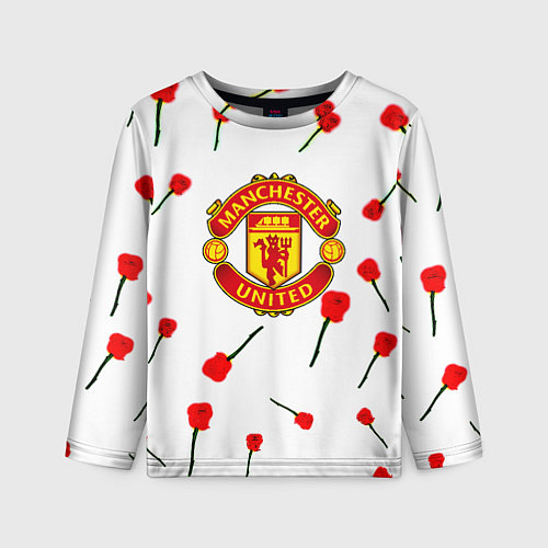 Детский лонгслив Манчестер Юнайтед розы паттерн / 3D-принт – фото 1
