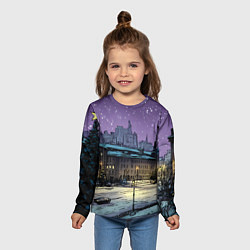 Лонгслив детский Ночь в новогодней Москве, цвет: 3D-принт — фото 2