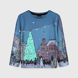 Детский лонгслив Новогодняя елка в центре Москвы