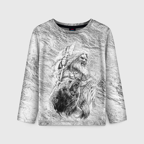 Детский лонгслив Древний воин с топором и медведь / 3D-принт – фото 1