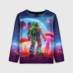 Лонгслив детский Неоновый космонавт Шрек на планете гигантских мухо, цвет: 3D-принт