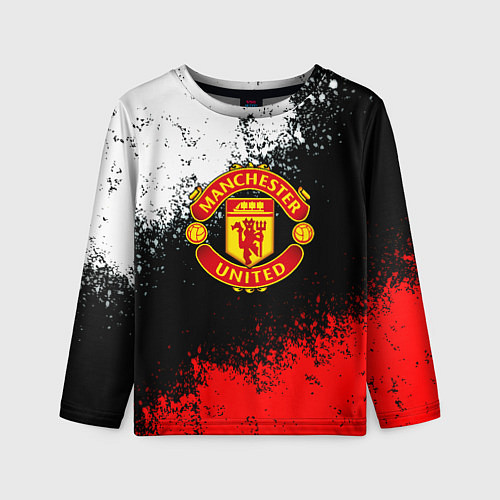 Детский лонгслив Манчестер Юнайтед краски всплеск / 3D-принт – фото 1