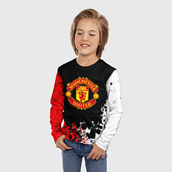 Лонгслив детский Манчестер Юнайтед краски абстрактные, цвет: 3D-принт — фото 2